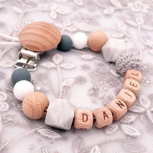 Handmade Free Personalized Name Silicone Wood Pacifier