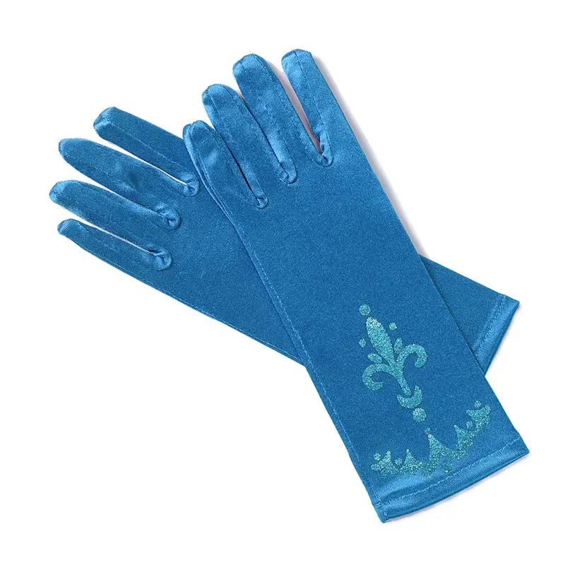Girl Elsa Coronation Gloves Brocade Long Finger