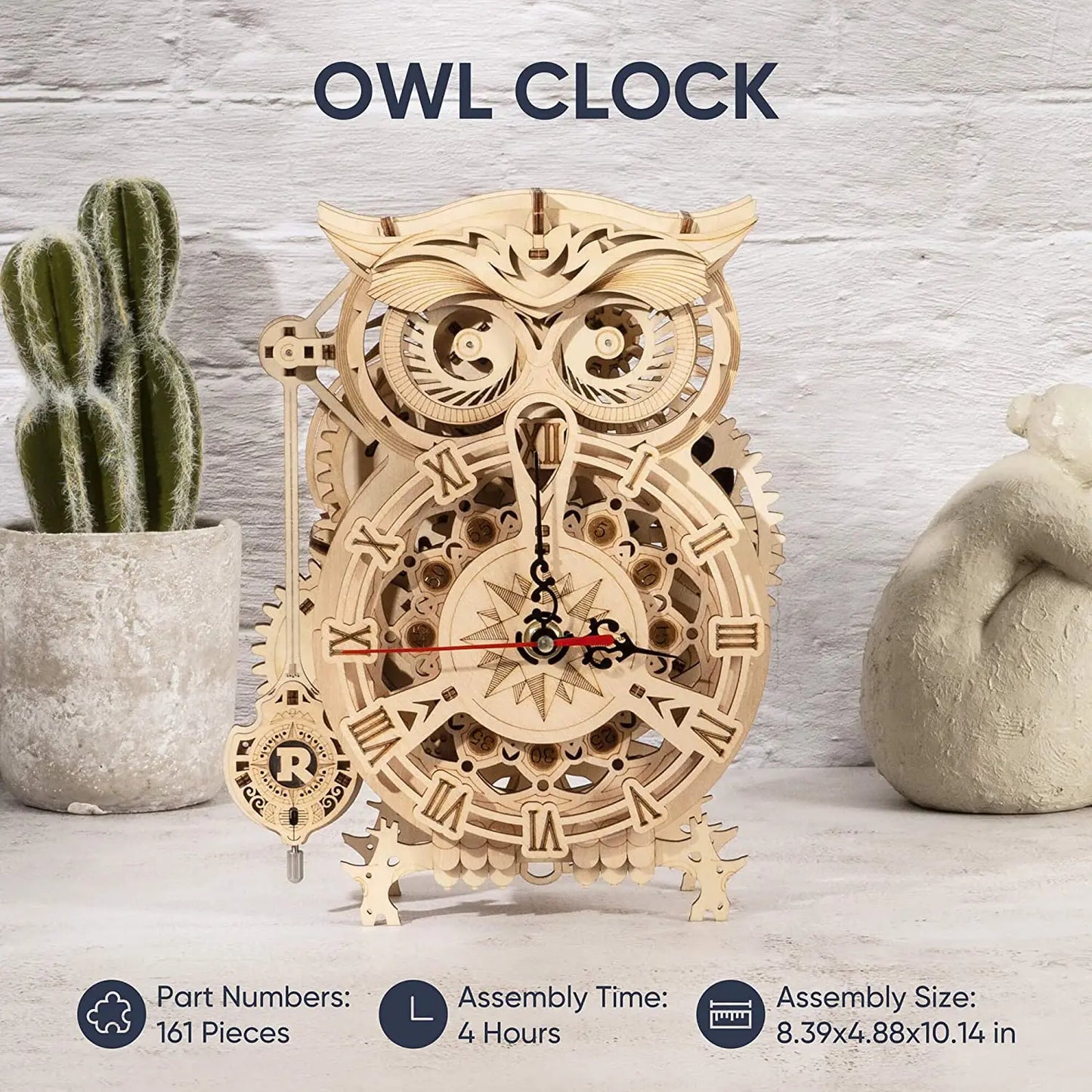 Robotime Rokr 161pcs Creative DIY 3D Owl Clock