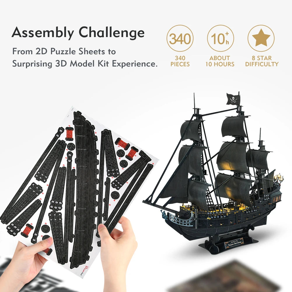 CubicFun 3D Puzzles 293Pcs Queen Anne Revenge Pirate Ship