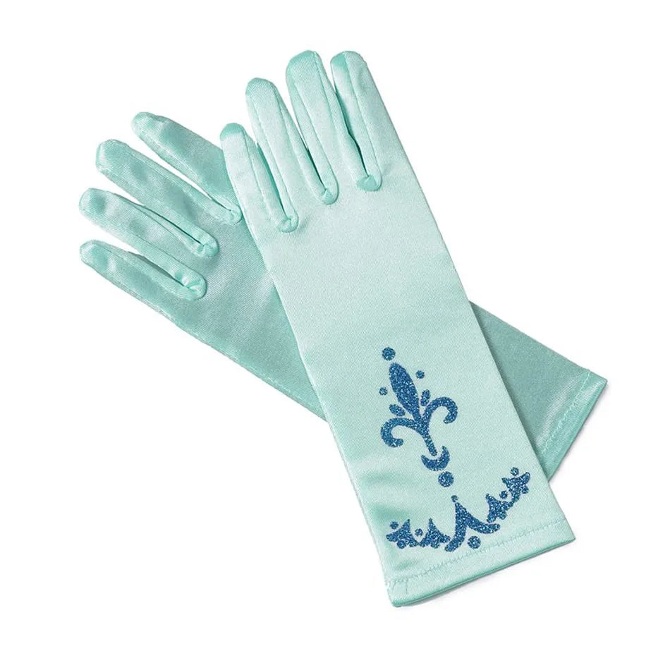 Girl Elsa Coronation Gloves Brocade Long Finger