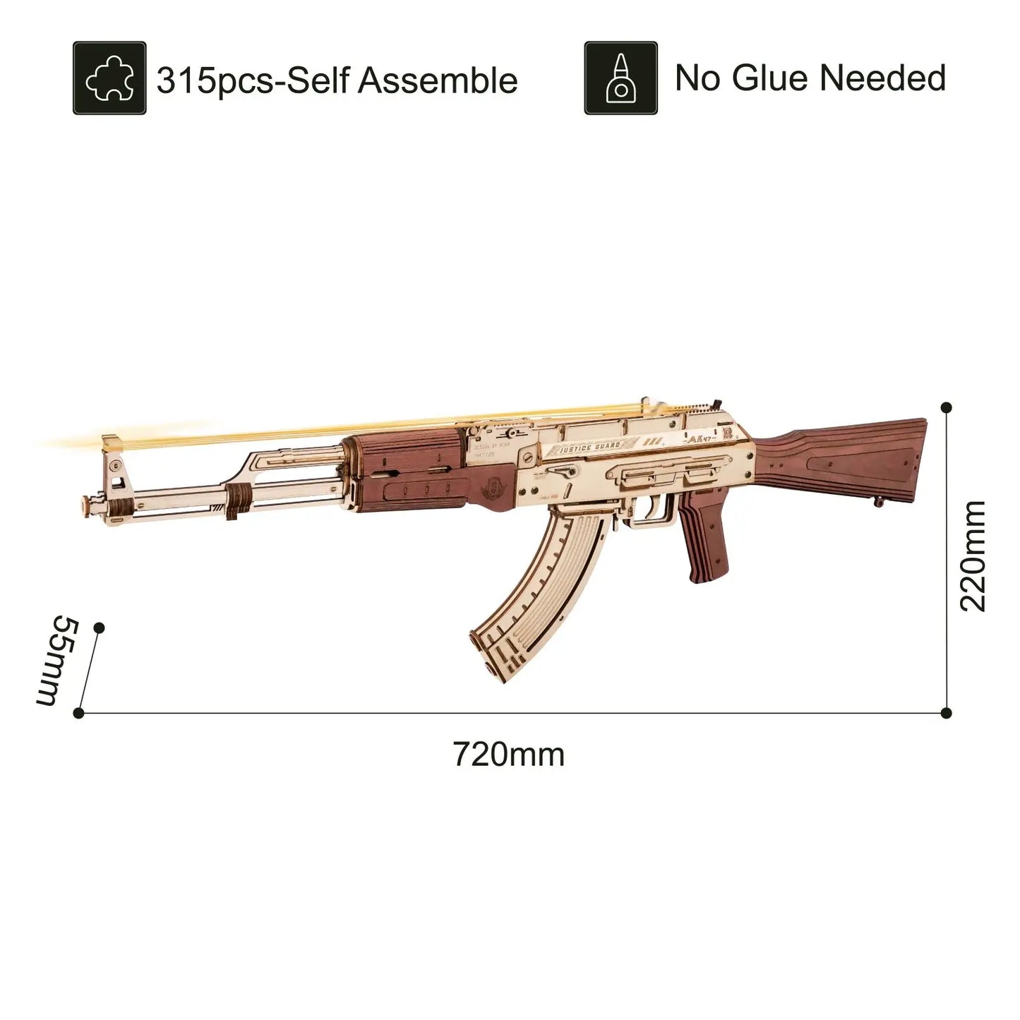 Robotime Rokr Automatic Rifle AK-47 Gun Blocks Model