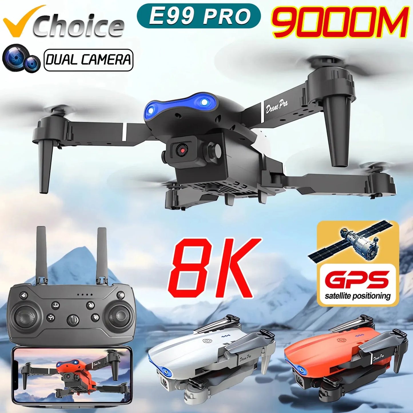 New E99PRO Drone 4K Professional 8K Dual Camera 5G WIFI Fpv UAV Aerial Photography
