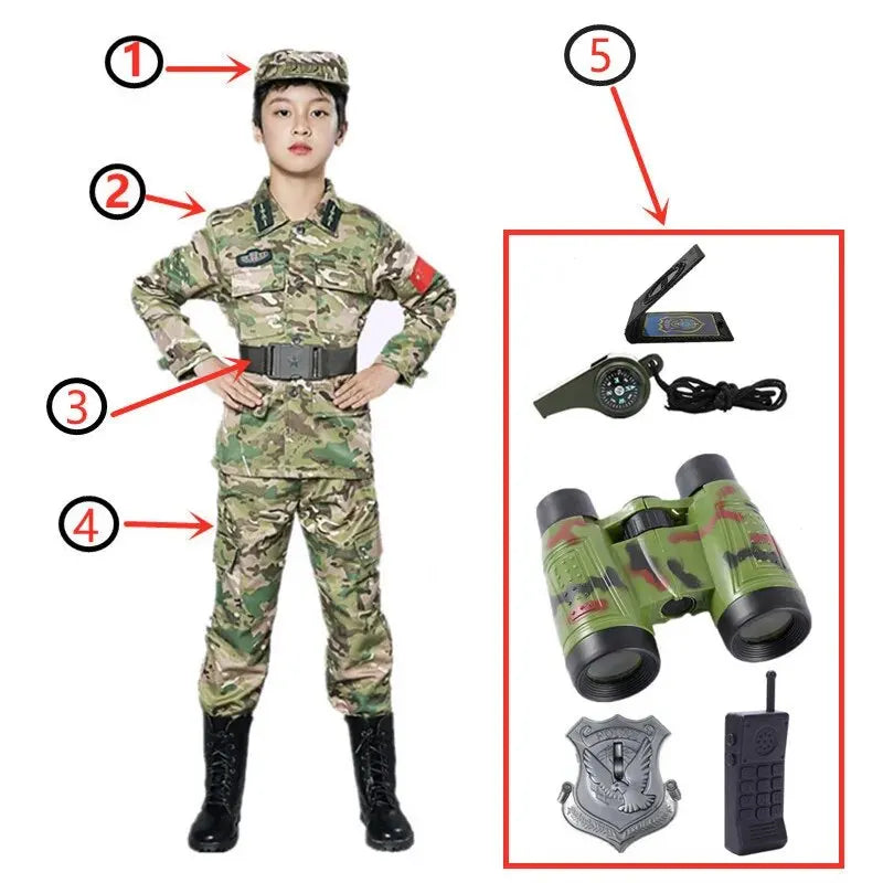 Camo Trooper Soldier Army Costume Outfit for Kids, Halloween Dress Up