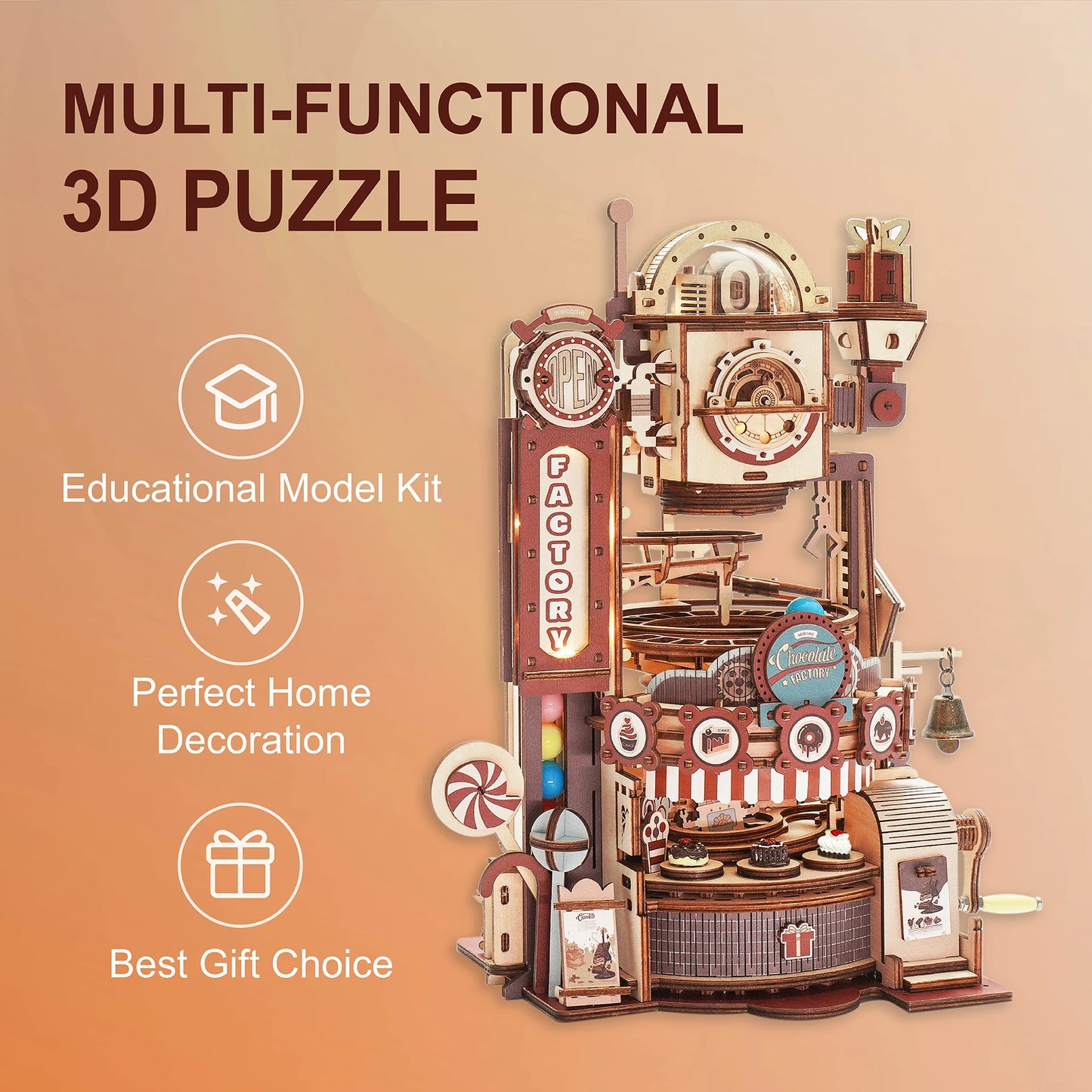 Robotime ROKR 420pcs DIY Chocolate Factory 3D Wooden Puzzle