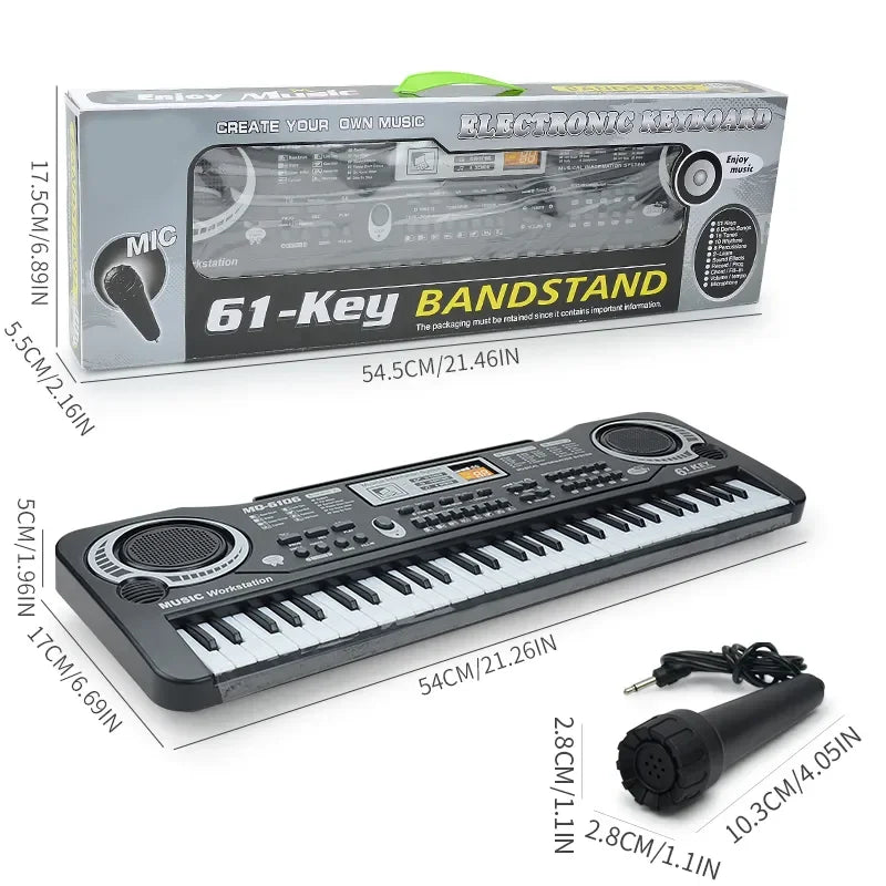 Kids Keyboard with Microphone, Kids Piano Keyboard for Beginners Electronic Piano with 61 Keys Music Toy Keyboards for Ages 3-12