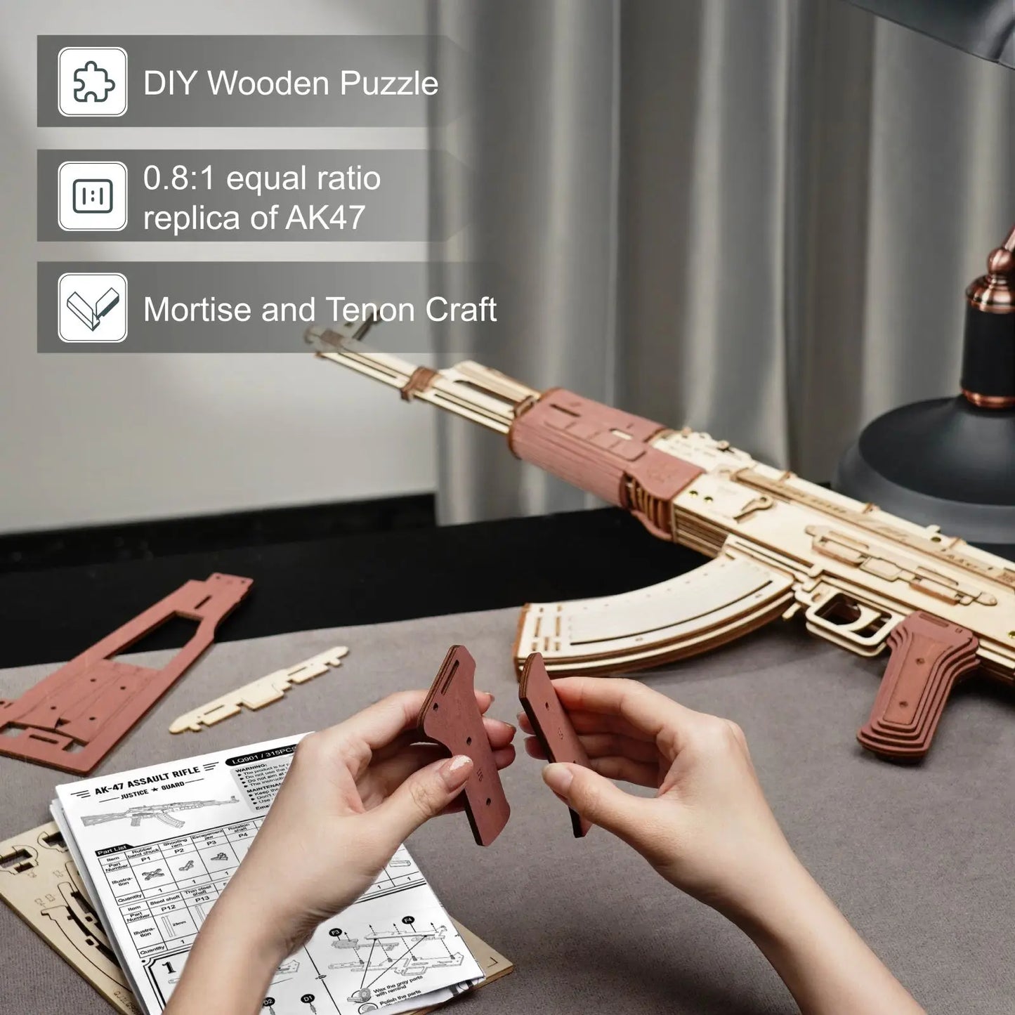 Robotime Rokr Automatic Rifle AK-47 Gun Blocks Model