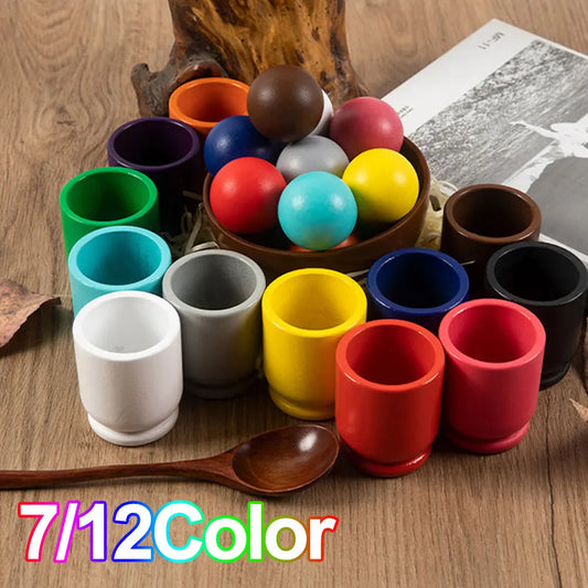 7/12 Color Baby Montessori Wooden Toy Rainbow Ball