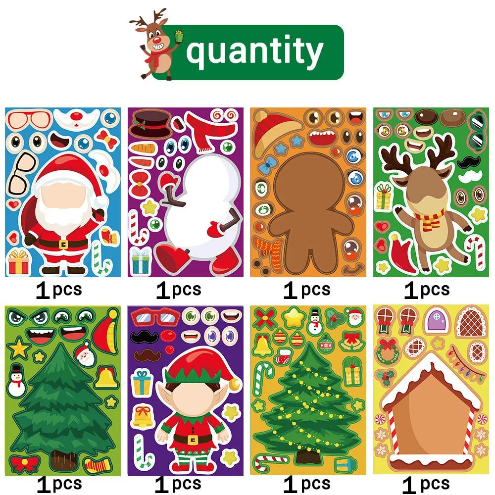 8Sheets Children DIY Puzzle Sticker Toys Santa