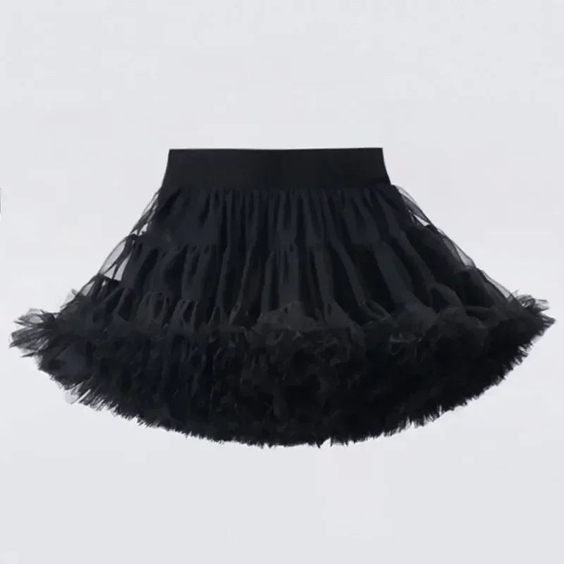 1-8T Lace Skirt Girls Fluffy Chiffon Pettiskirt Solid