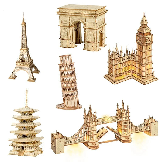 Robotime 3D Wooden Puzzle Game Big Ben Tower Bridge