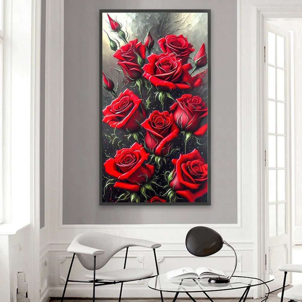 40*70cm 5D DIY Diamond Red Rose Flower Painting