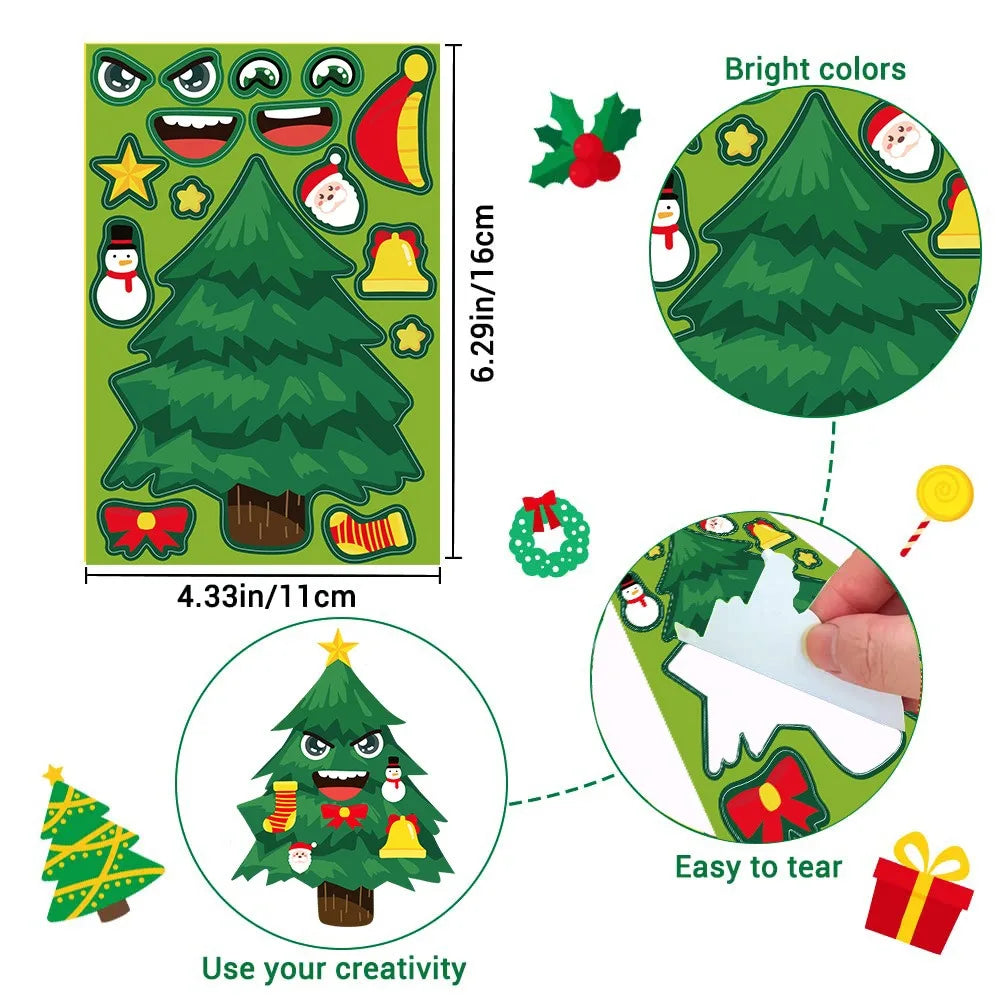 8Sheets Children DIY Puzzle Sticker Toys Santa