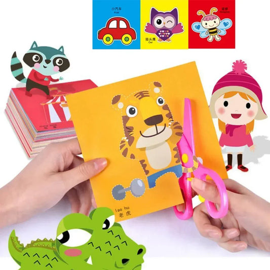 48pcs Children Handmade Paper Cut Book Craft Toys