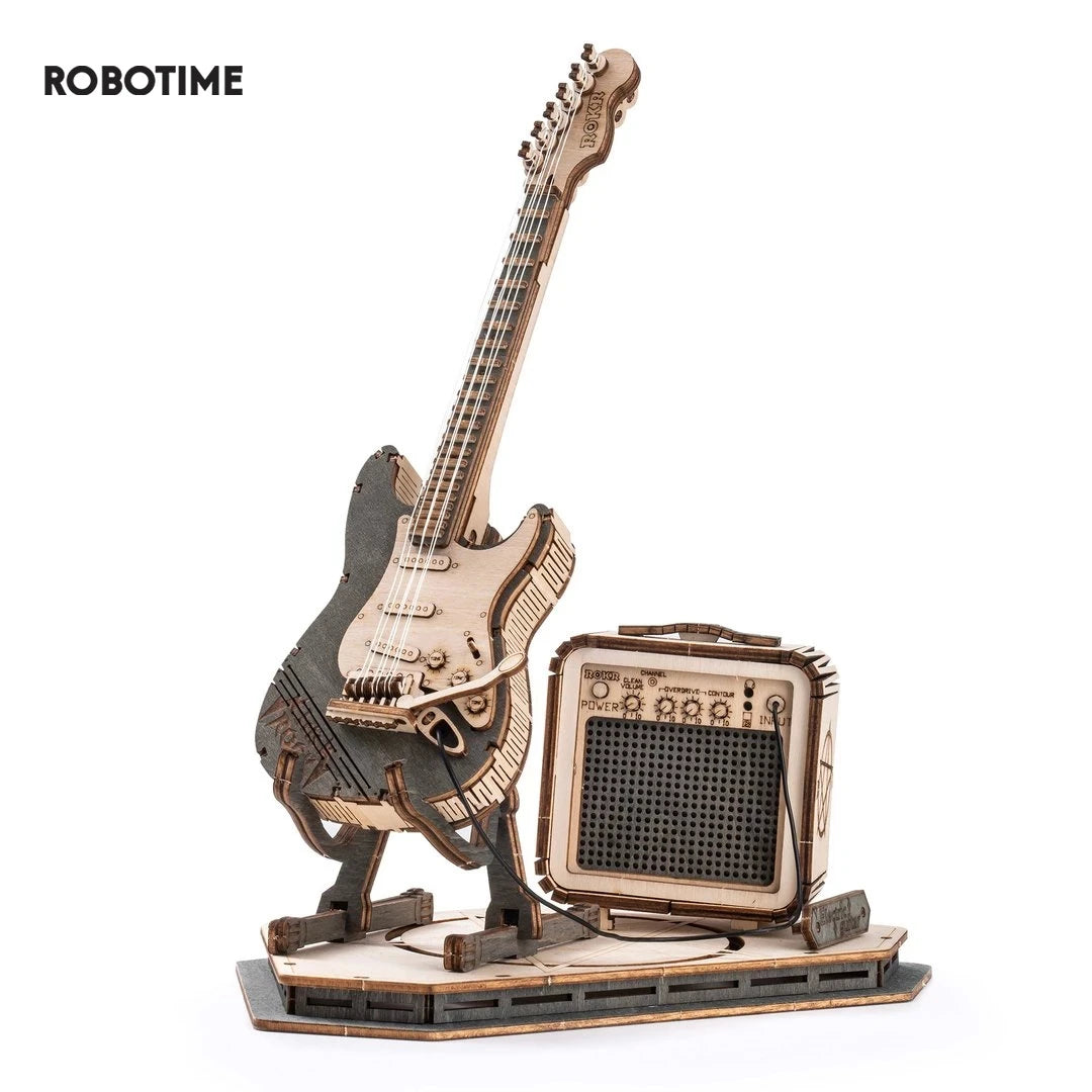 Robotime Rokr Electric Guitar Model Gift for Kids Adult Assembly