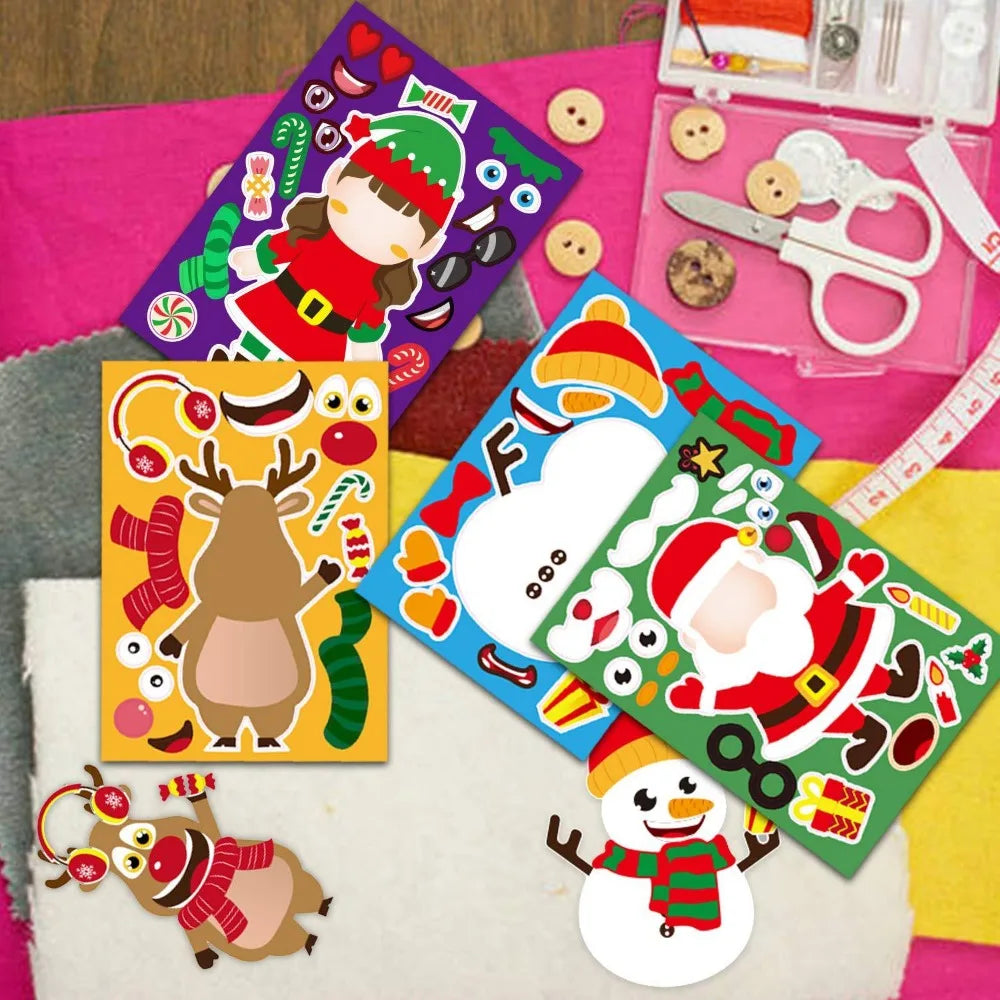 8Sheets Children DIY Puzzle Sticker Toys Santa