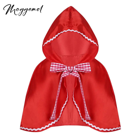 Red Kids Girls Riding Hooded Cloak Cape for Halloween