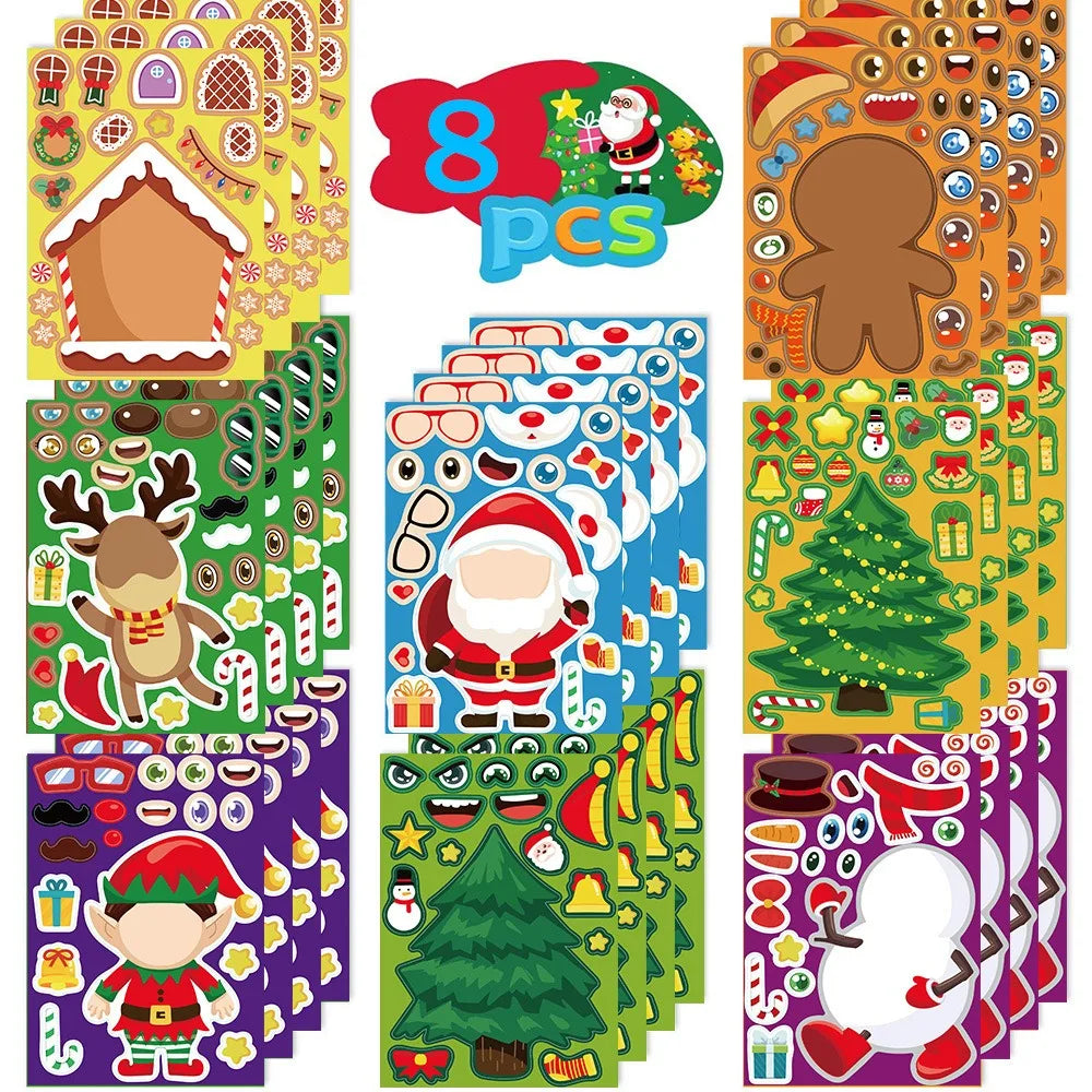 8Sheets Children DIY Puzzle Sticker Toys Santa