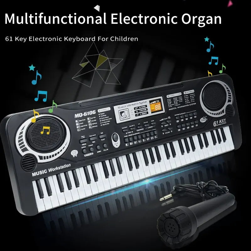 Kids Keyboard with Microphone, Kids Piano Keyboard for Beginners Electronic Piano with 61 Keys Music Toy Keyboards for Ages 3-12